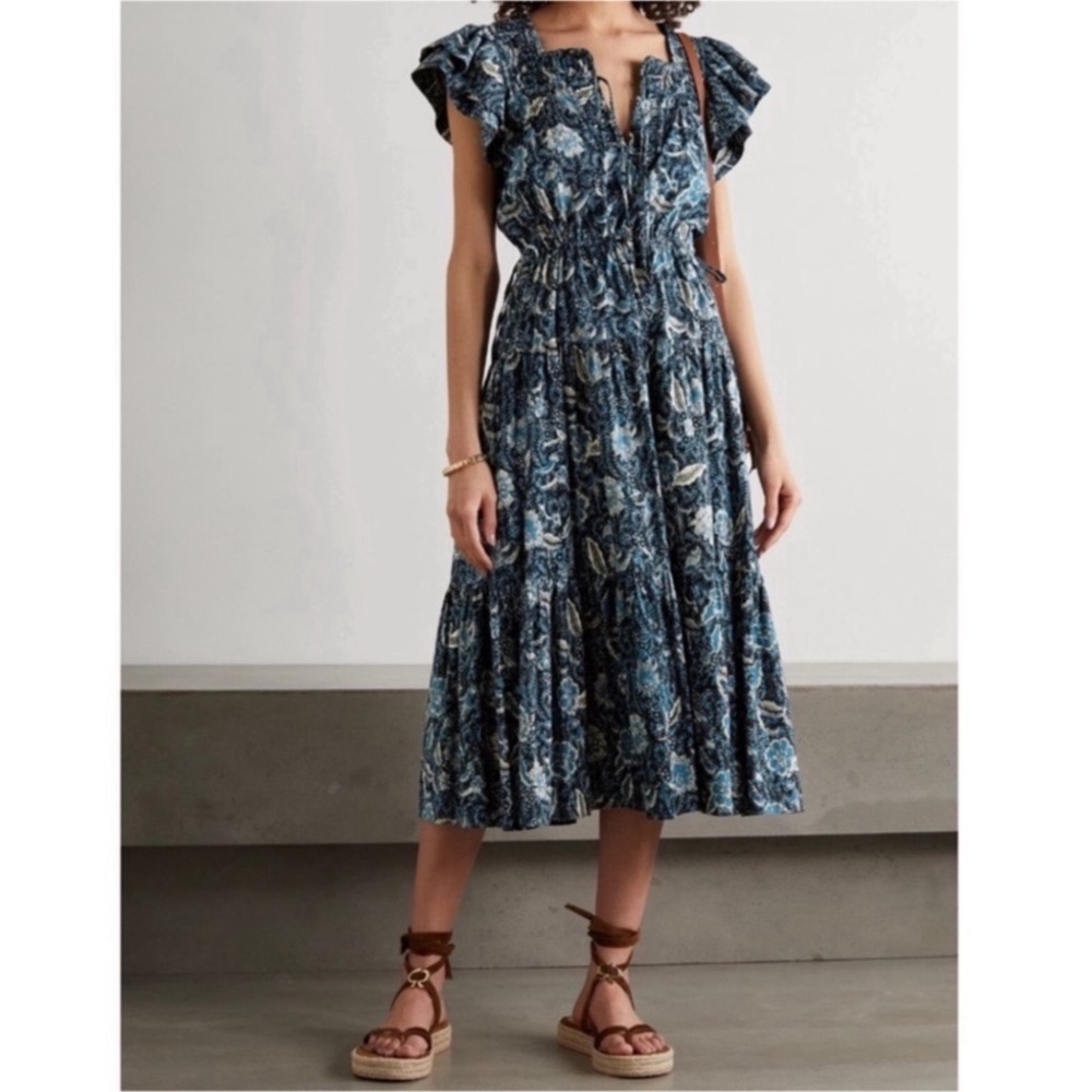 ULLA JOHNSON zuma midi blue dress Sz 8